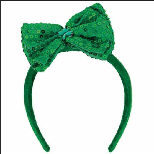 St. Patrick's Day GREEN Bow Headband