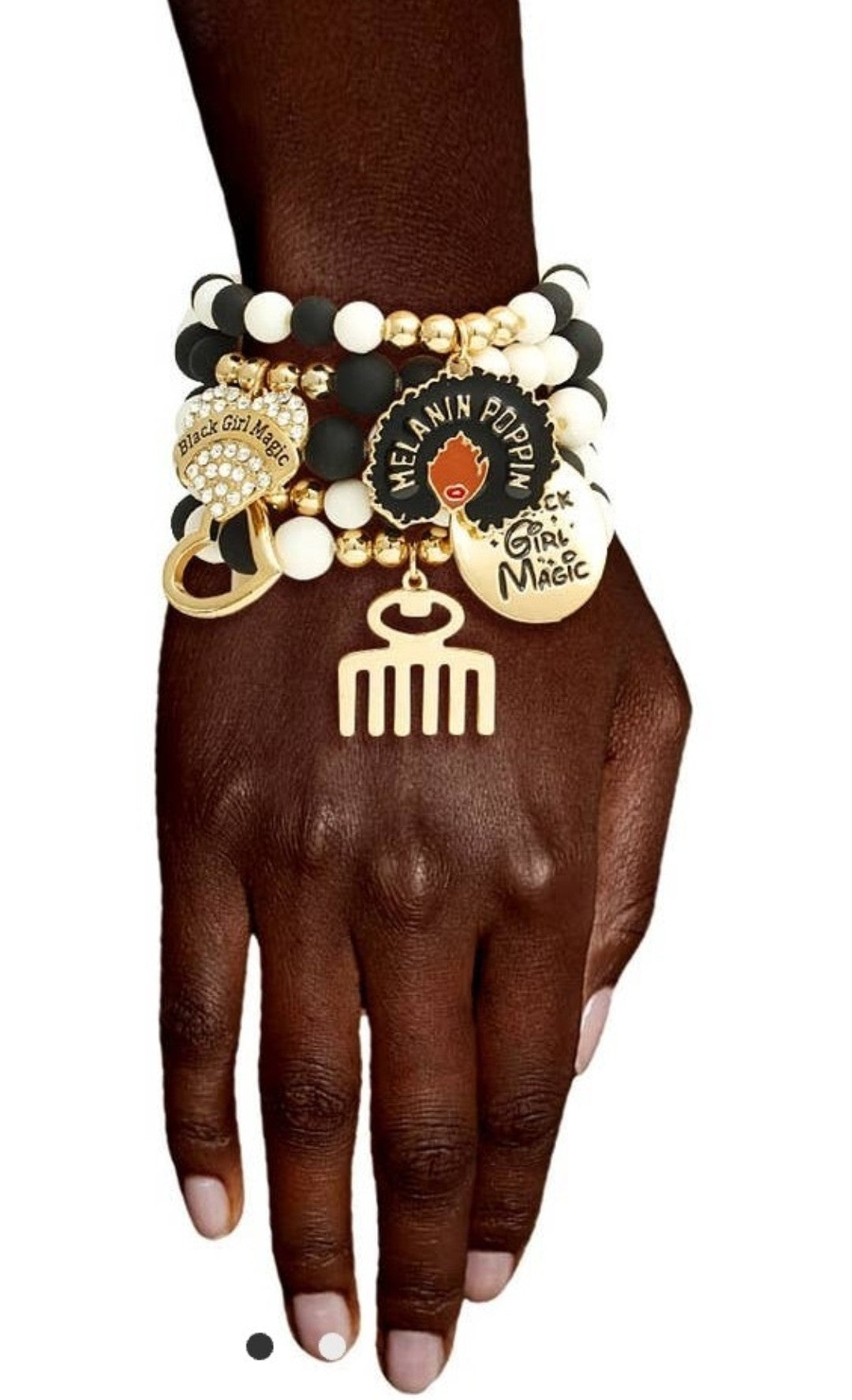 Matte Black and White Black Girl Magic Bracelets