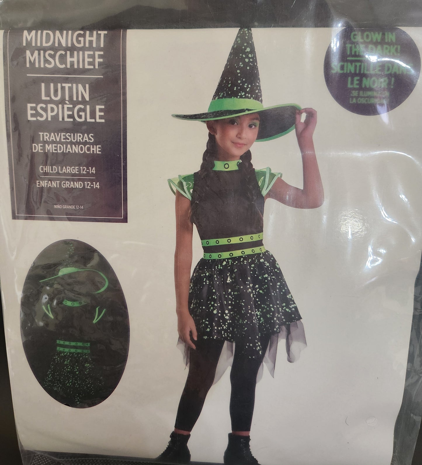 Midnight Mischief Glow in the Dark Costume - Child Large Size 12-14