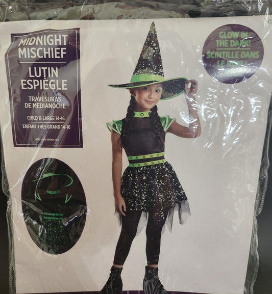 Midnight Mischief Glow in the Dark Costume - Child X Large Size 14-16